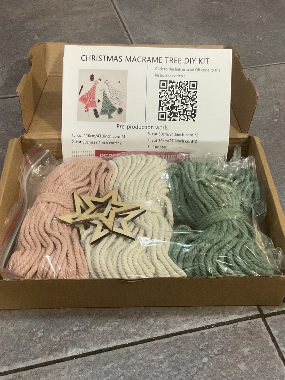 Christmas Macrame Tree DIY Kit - Pink, Cream & Green